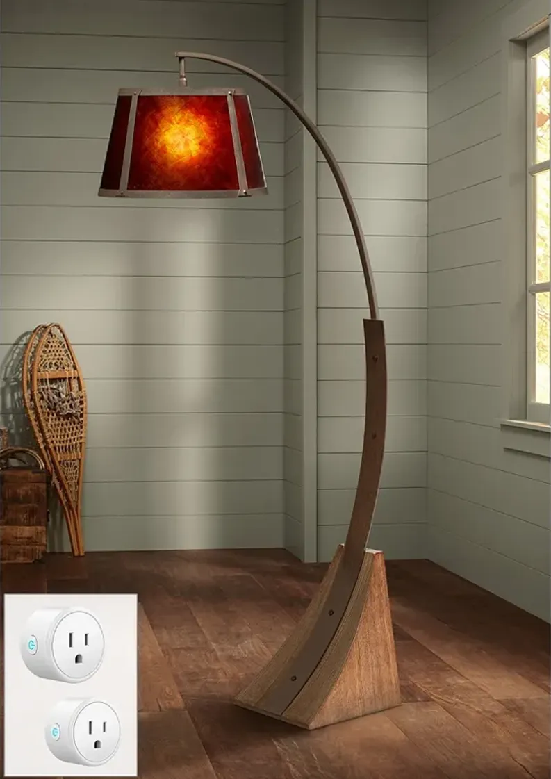 Oak River Rust and Amber Mica Arc Floor Lamp w/ Smart Socket