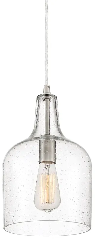 Quoizel Anson 8" Wide Brushed Nickel Seeded Glass Mini Pendant