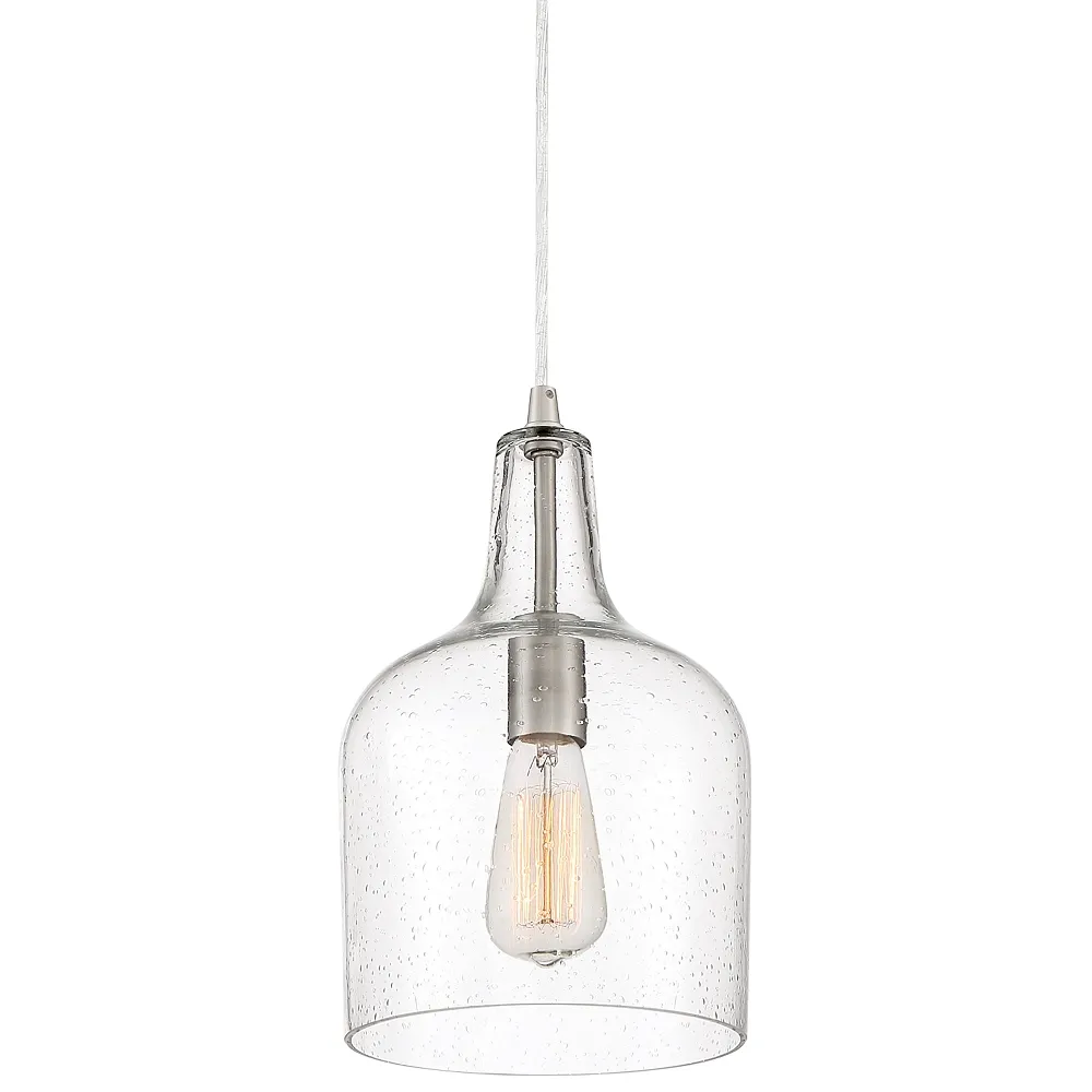 Quoizel Anson 8" Wide Brushed Nickel Seeded Glass Mini Pendant