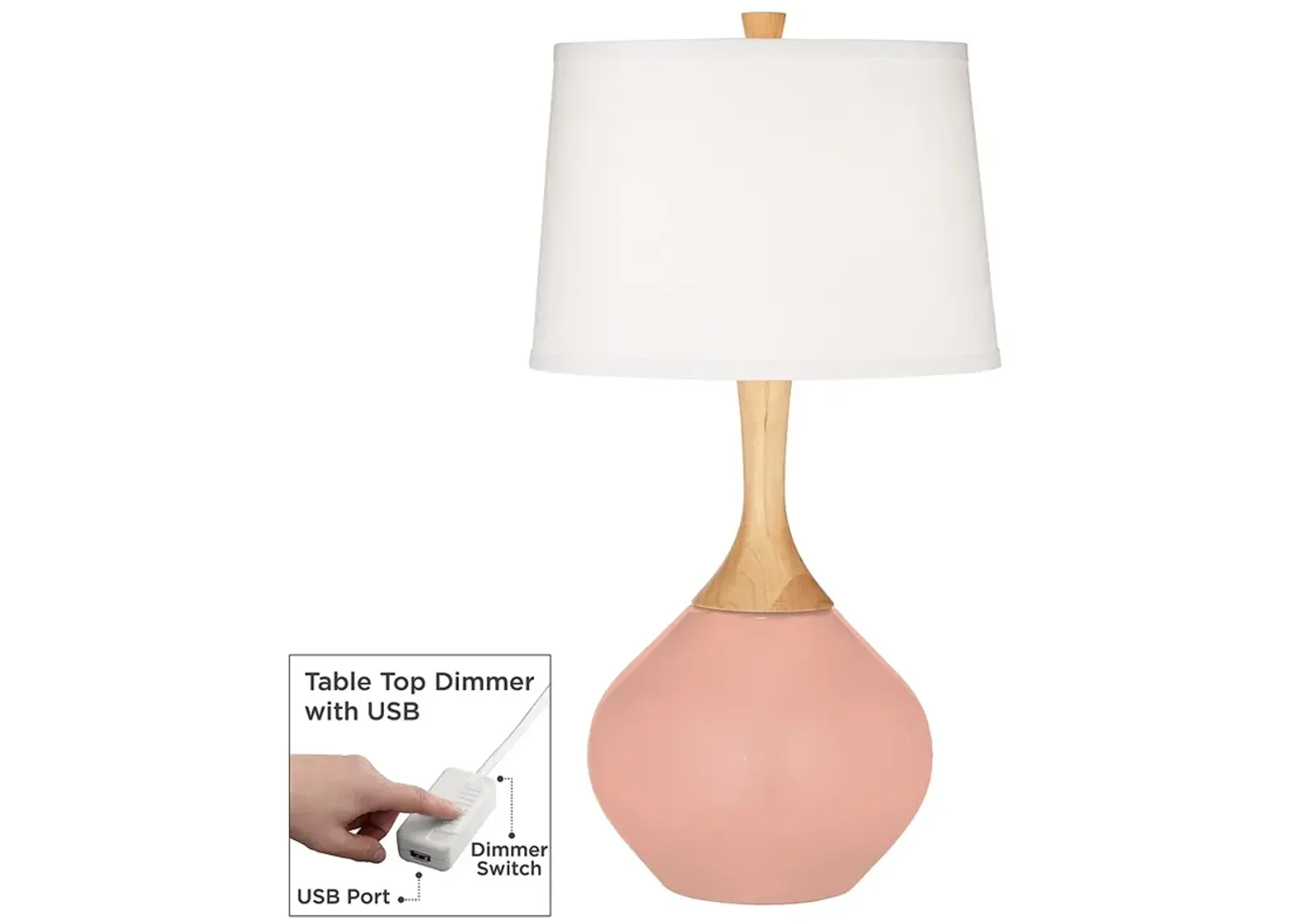 Mellow Coral Wexler Table Lamp with Dimmer