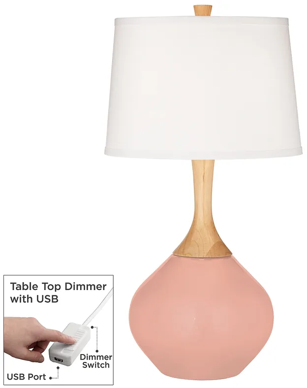 Mellow Coral Wexler Table Lamp with Dimmer