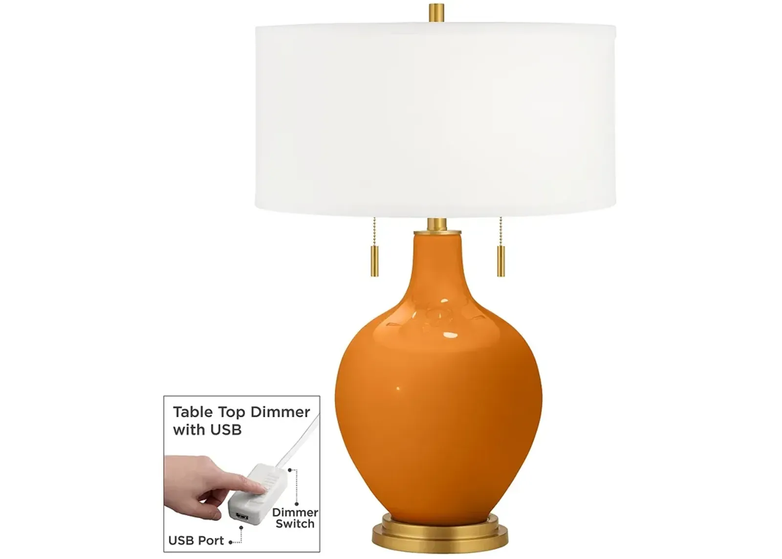 Cinnamon Spice Toby Brass Accents Table Lamp with Dimmer