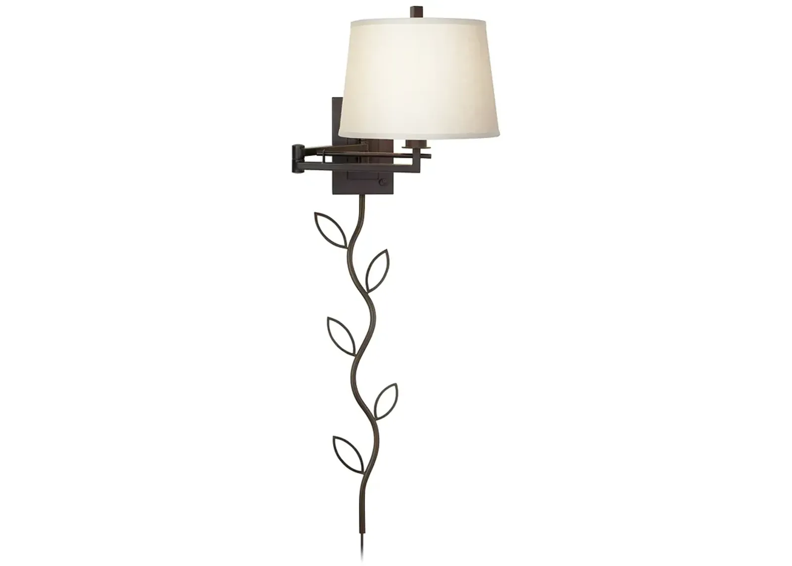 Easley Matte Bronze Plug-In Swing Arm Wall Lamp with Cord Cover