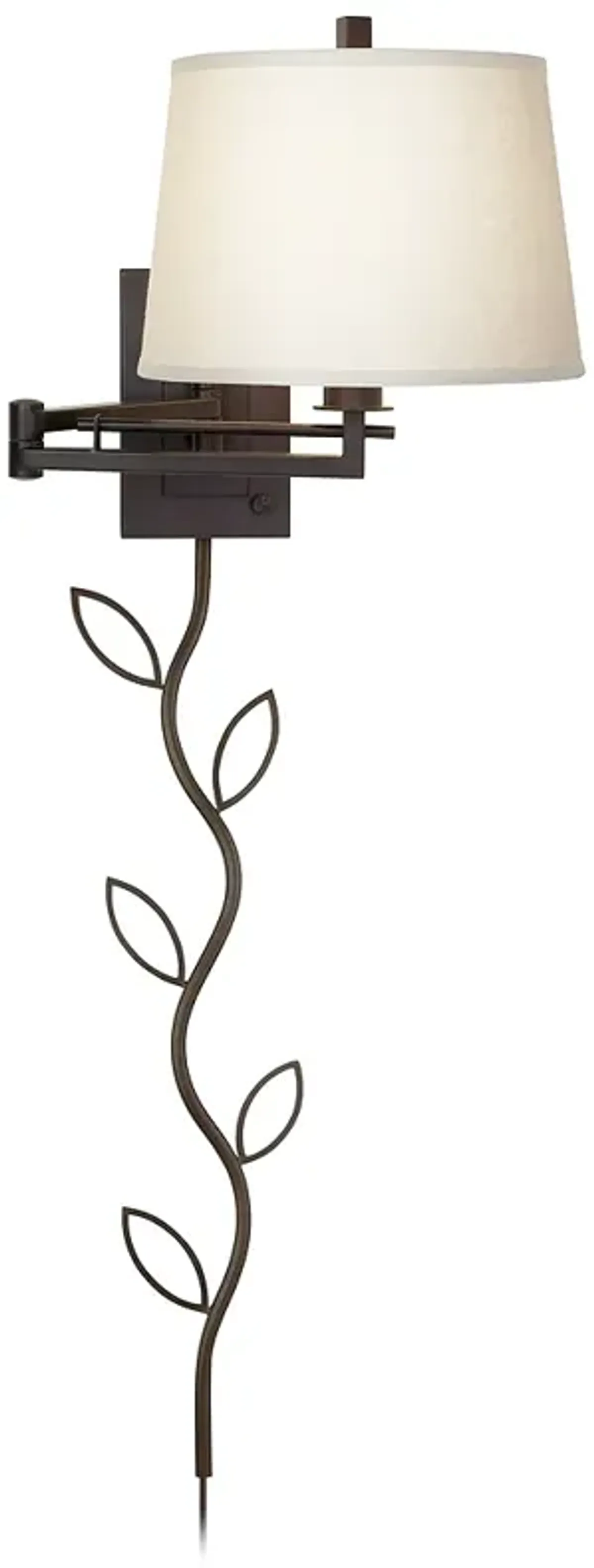 Easley Matte Bronze Plug-In Swing Arm Wall Lamp with Cord Cover