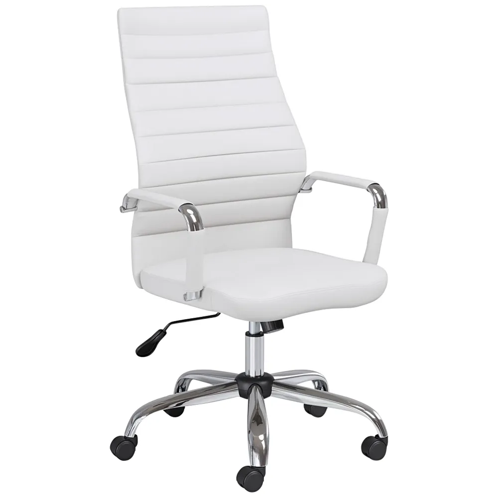 Primero White Faux Leather Adjustable Office Chair