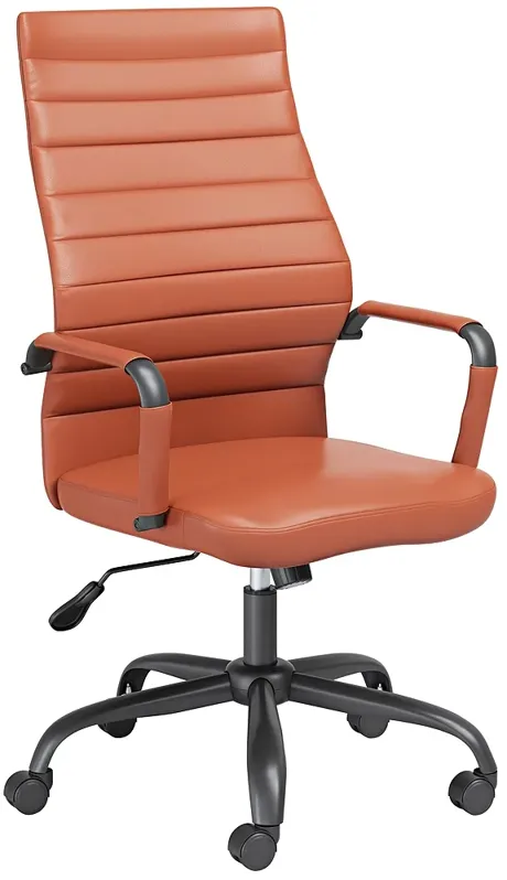 Primero Red Clay Faux Leather Adjustable Office Chair