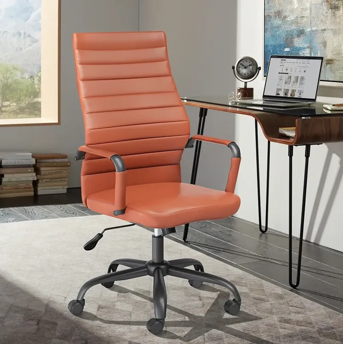 Primero Red Clay Faux Leather Adjustable Office Chair