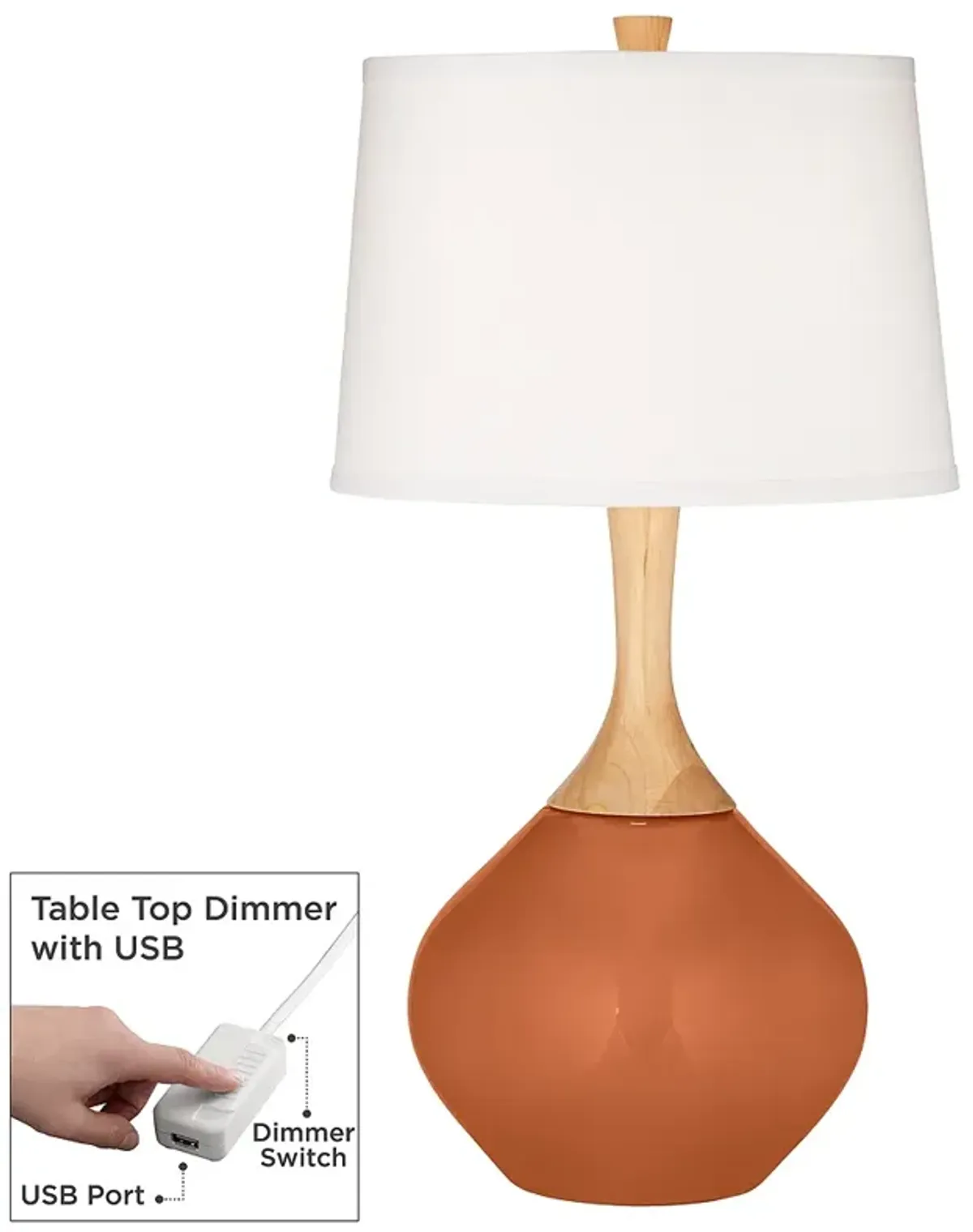 Robust Orange Wexler Table Lamp with Dimmer