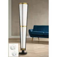Vista Cone 68" Brass Gray Torchiere Floor Lamp with Smart Socket