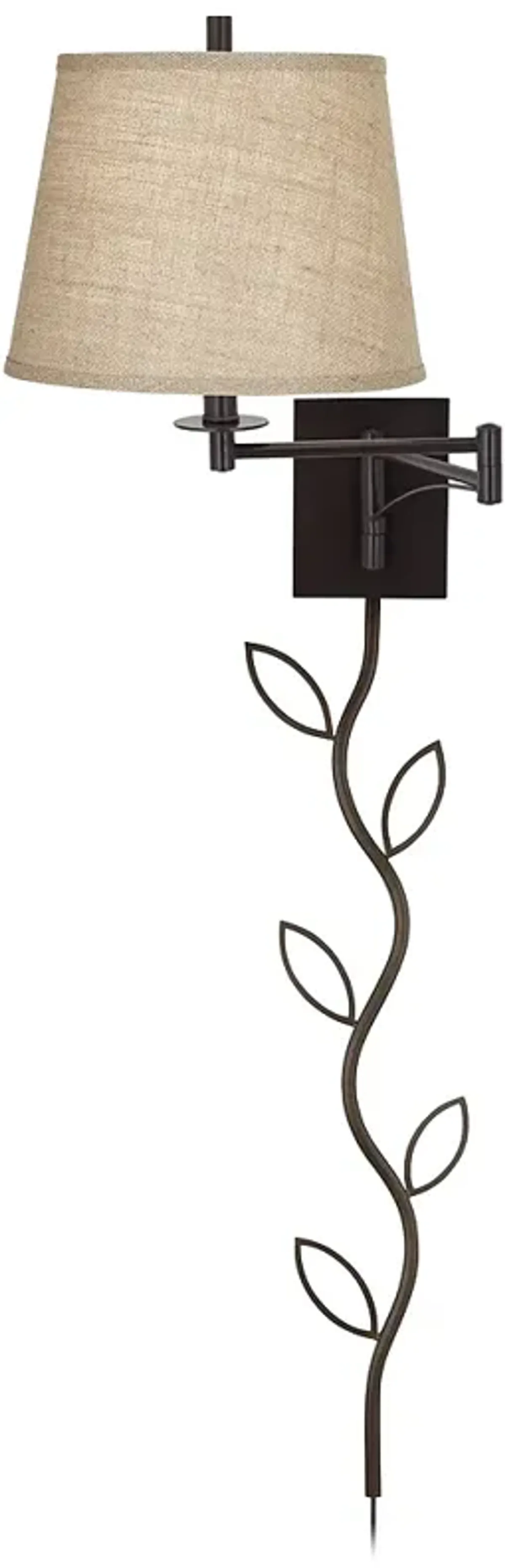 Franklin Iron Brinly Burlap Brown Plug-In Swing Arm Lamp with Cord Cover