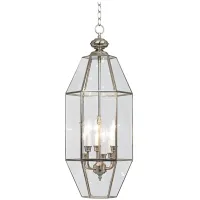 Hexagon 12 1/2" Wide 6-Light Nickel and Clear Glass Pendant Chandelier
