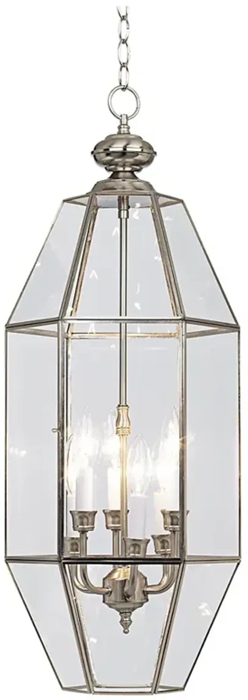 Hexagon 12 1/2" Wide 6-Light Nickel and Clear Glass Pendant Chandelier
