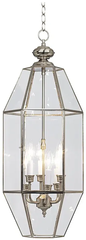 Hexagon 12 1/2" Wide 6-Light Nickel and Clear Glass Pendant Chandelier