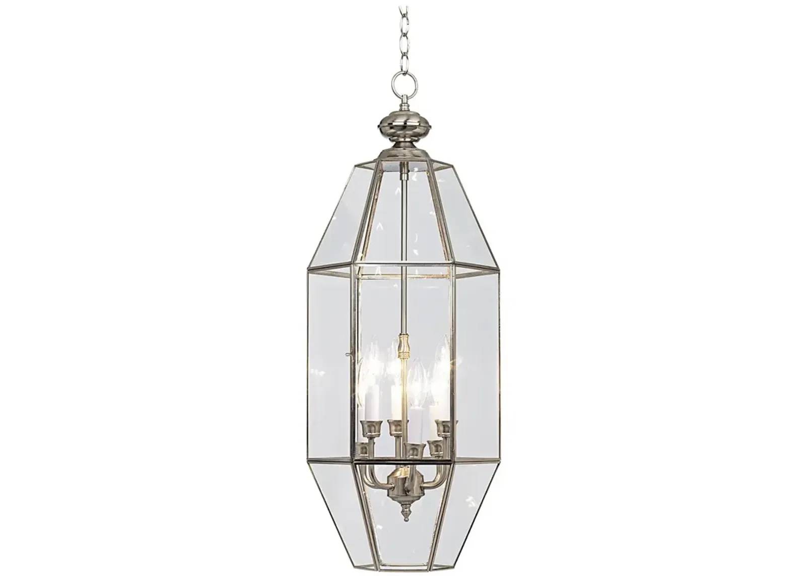 Hexagon 12 1/2" Wide 6-Light Nickel and Clear Glass Pendant Chandelier