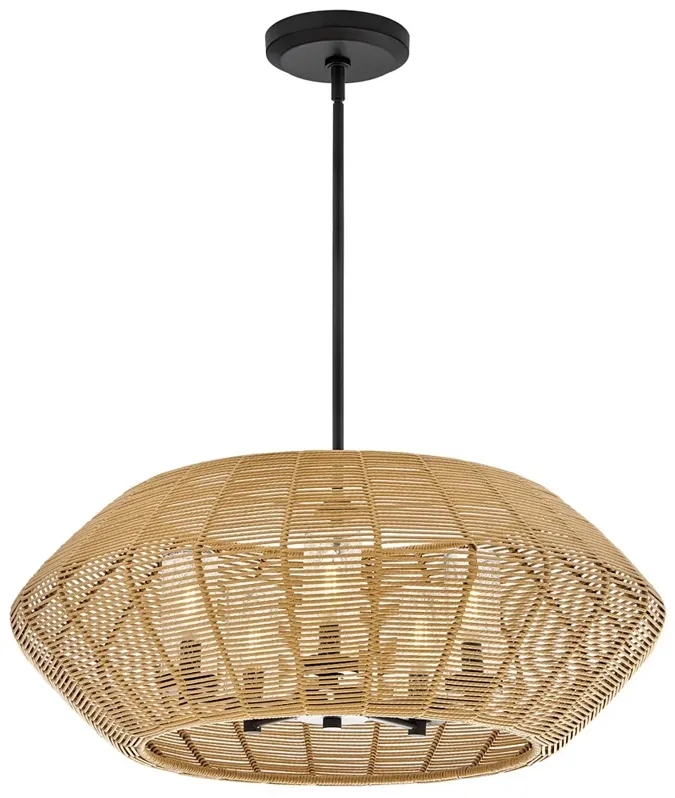 Hinkley Luca 28" Wide Black 5-Light Woven Shade Chandelier
