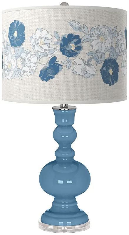 Secure Blue Rose Bouquet Apothecary Table Lamp