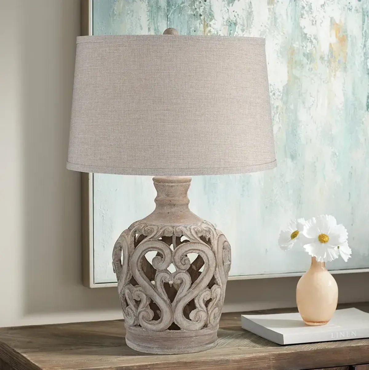 Regency Hill Verducci 28" High Traditional Scroll Ceramic Table Lamp