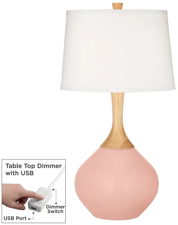 Rose Pink Wexler Table Lamp with Dimmer