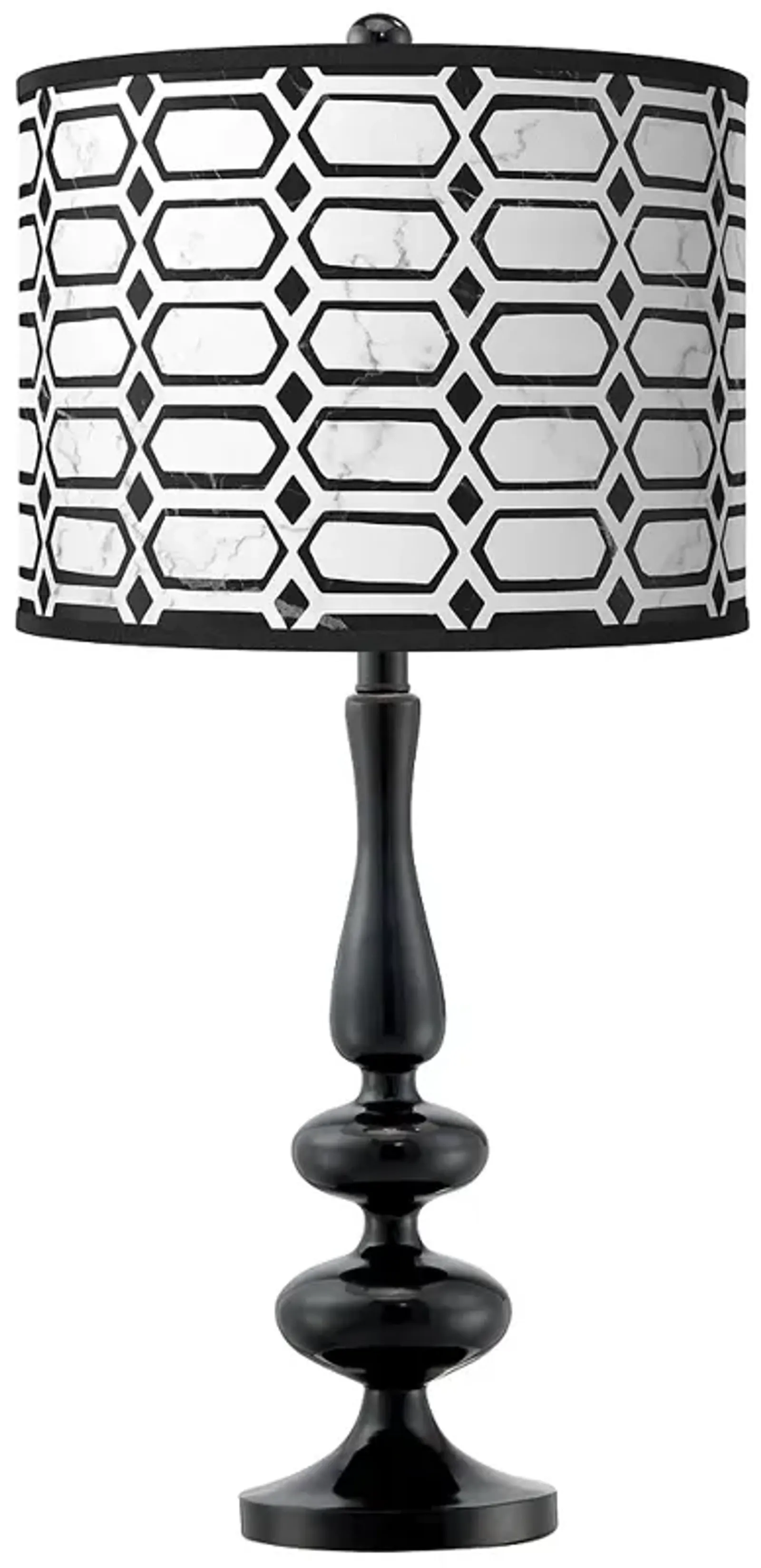 Rhombi Giclee Paley Black Table Lamp