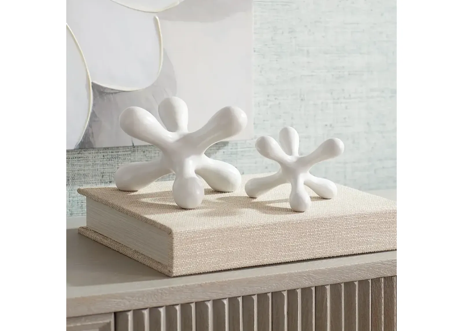 Charm Matte White Ceramic Decorative Jack Figurines Set of 2