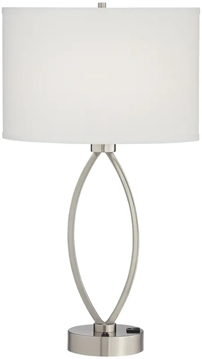Pacific Coast Lighting Nickel Oval Eye 28" Power Outlet Table Lamp