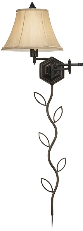 Barnes and Ivy Hexagon Swing Arm Plug-In Wall Lamp with Cord Cover