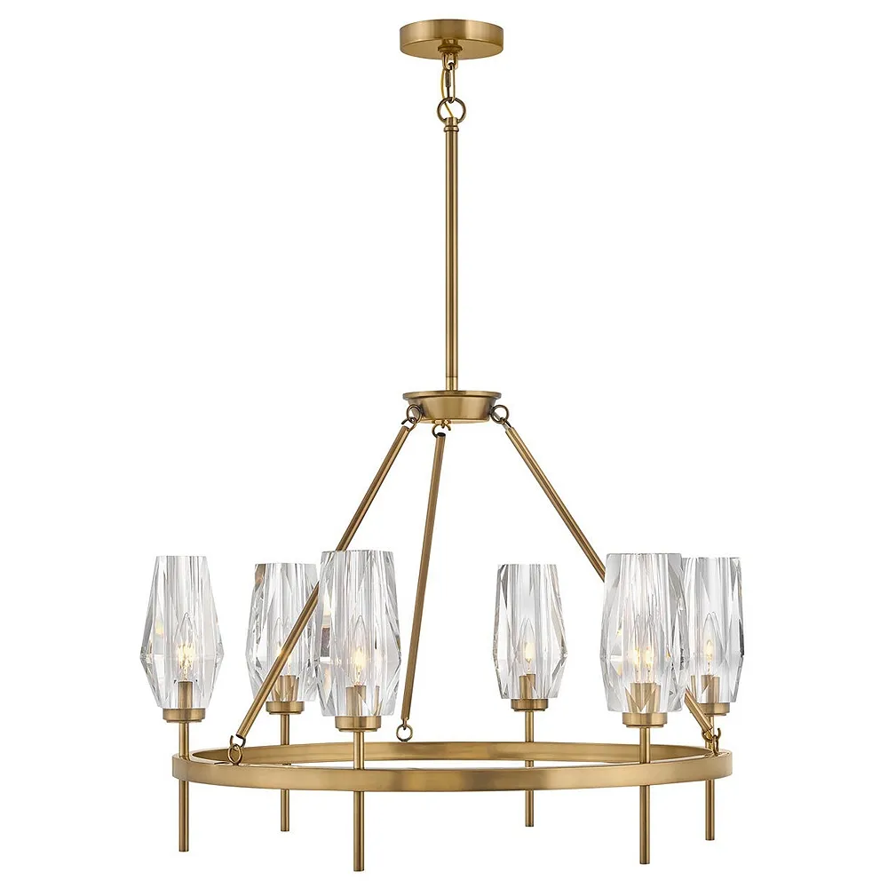 Hinkley Ana 30" Wide Heritage Brass and Crystal Round Ring Chandelier