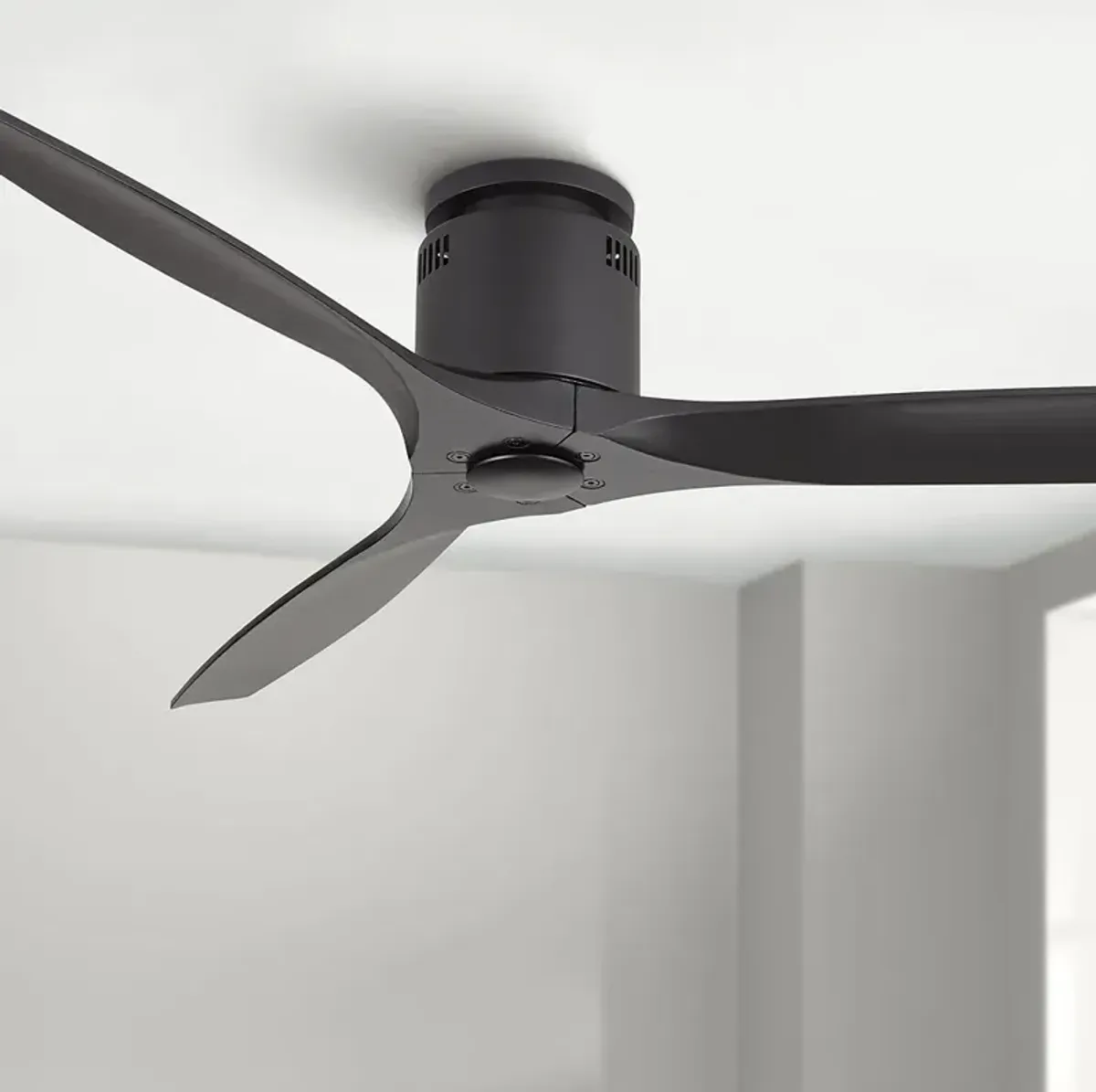52" Casa Vieja Windspun Matte Black DC Hugger Ceiling Fan with Remote