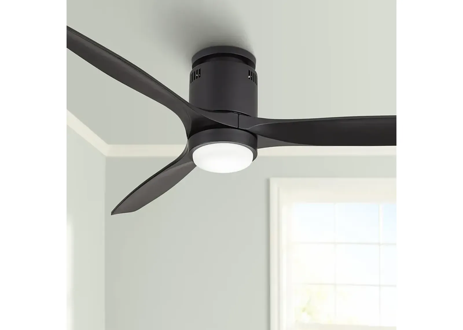 52" Windspun Matte Black LED DC Hugger Ceiling Fan with Remote