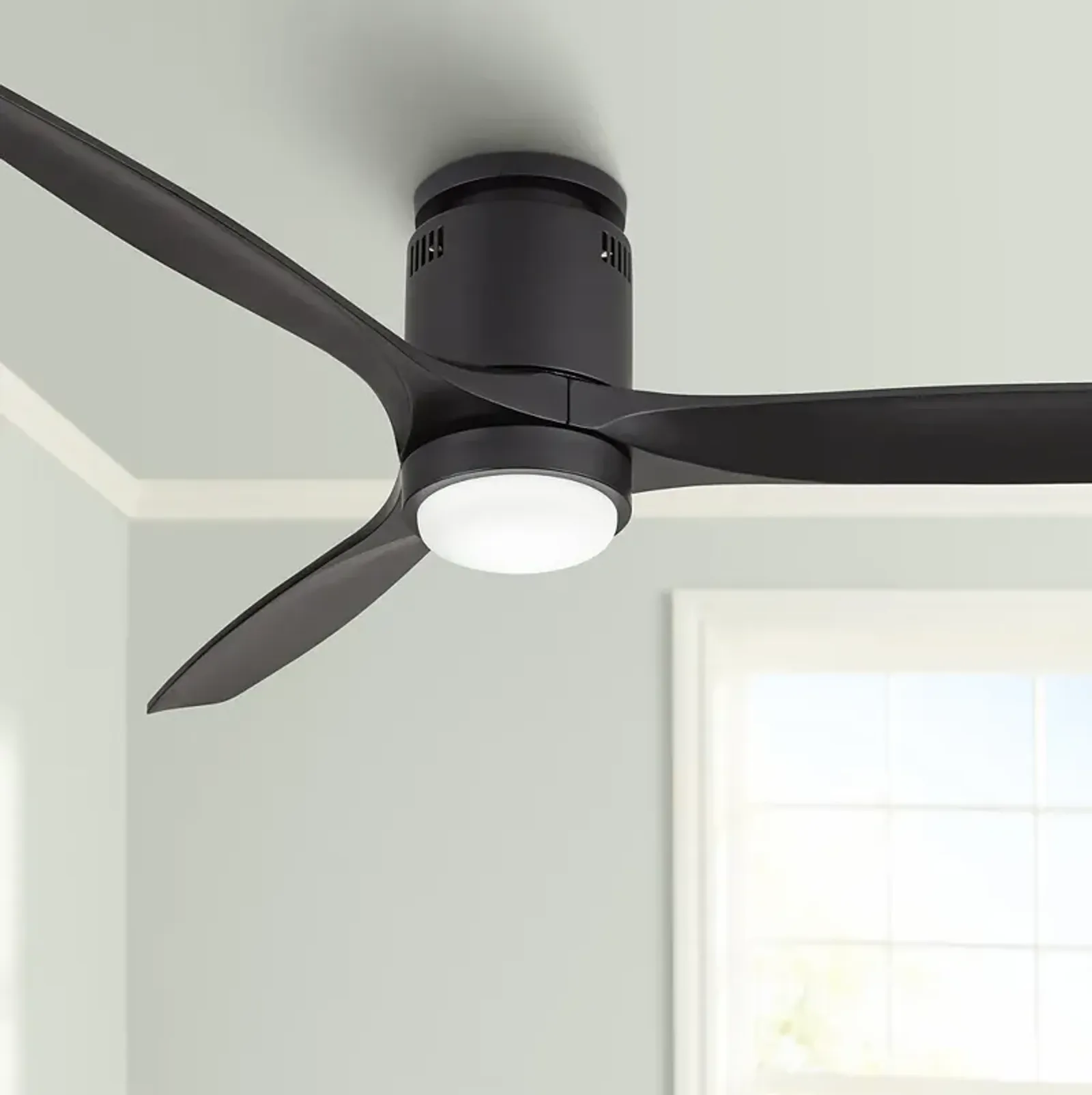 52" Casa Vieja Windspun Matte Black LED Hugger Ceiling Fan with Remote