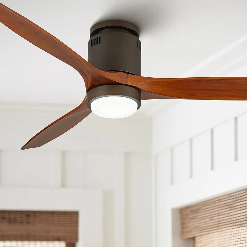 52" Windspun DC Walnut Bronze LED Hugger Ceiling Fan with Remote