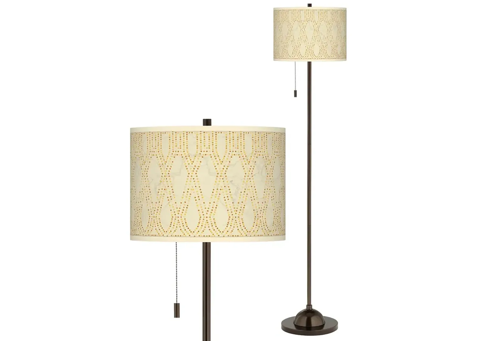 Giclee Glow 62" Roman Pebbles Shade Bronze Club Floor Lamp