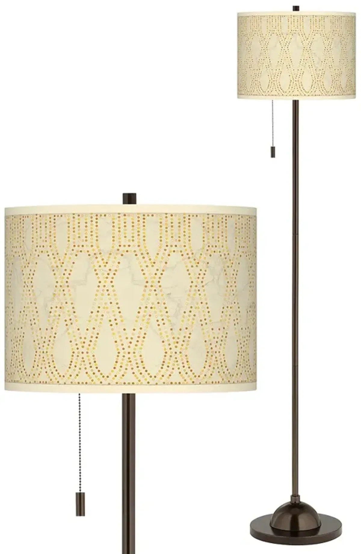 Giclee Glow 62" Roman Pebbles Shade Bronze Club Floor Lamp