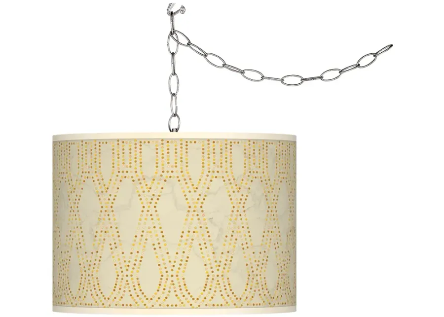 Swag Style Roman Pebbles Giclee Shade Plug-In Chandelier