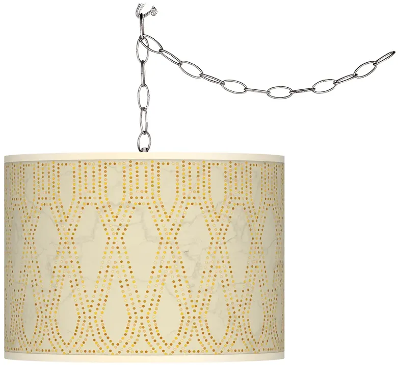 Swag Style Roman Pebbles Giclee Shade Plug-In Chandelier