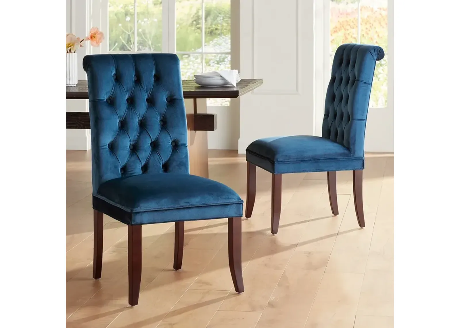 Dillan Modern Blue Tufted Dining Chairs Set of 2