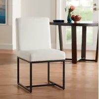 Myles Off-White Fabric and Black Metal Dining Chair
