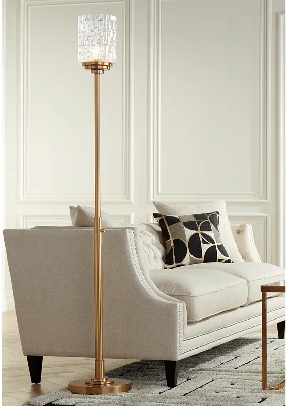Possini Euro Kinsey 72 1/2" Brass and Crystal Torchiere Floor Lamp