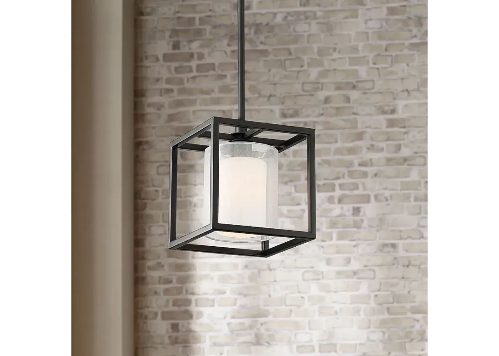 Possini Euro Conroe 9" Wide Matte Black Open Cube Mini Pendant Light