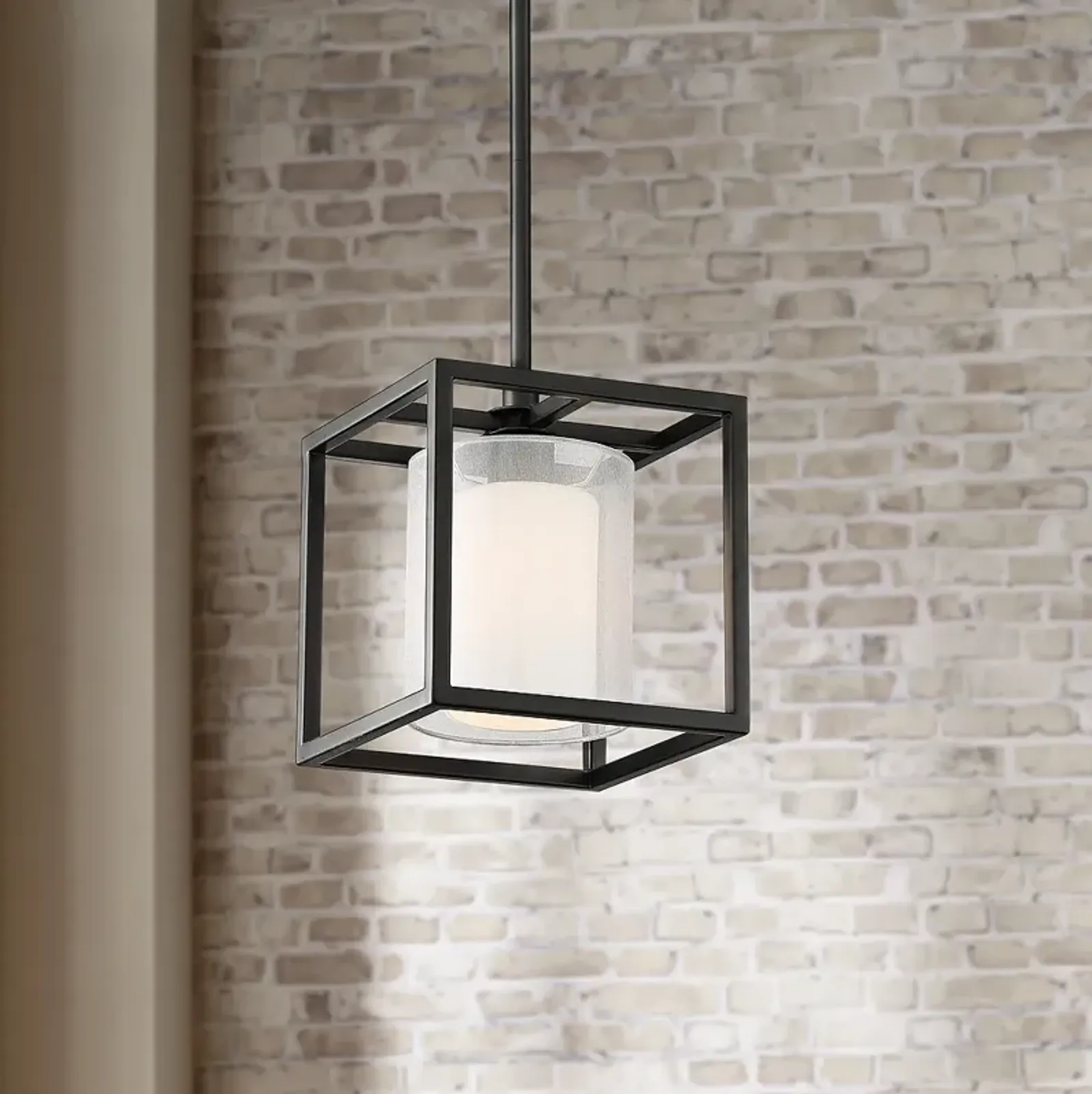 Possini Euro Conroe 9" Wide Matte Black Open Cube Mini Pendant Light