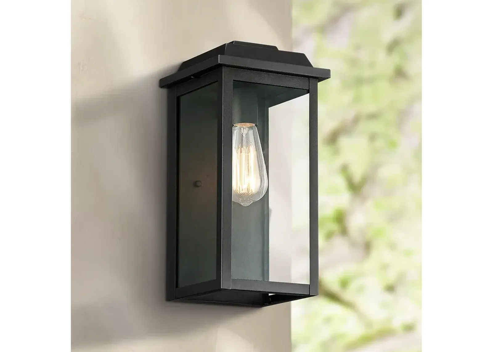 Eastcrest 14" High Textured Black Finish Steel Outdoor Wall Light