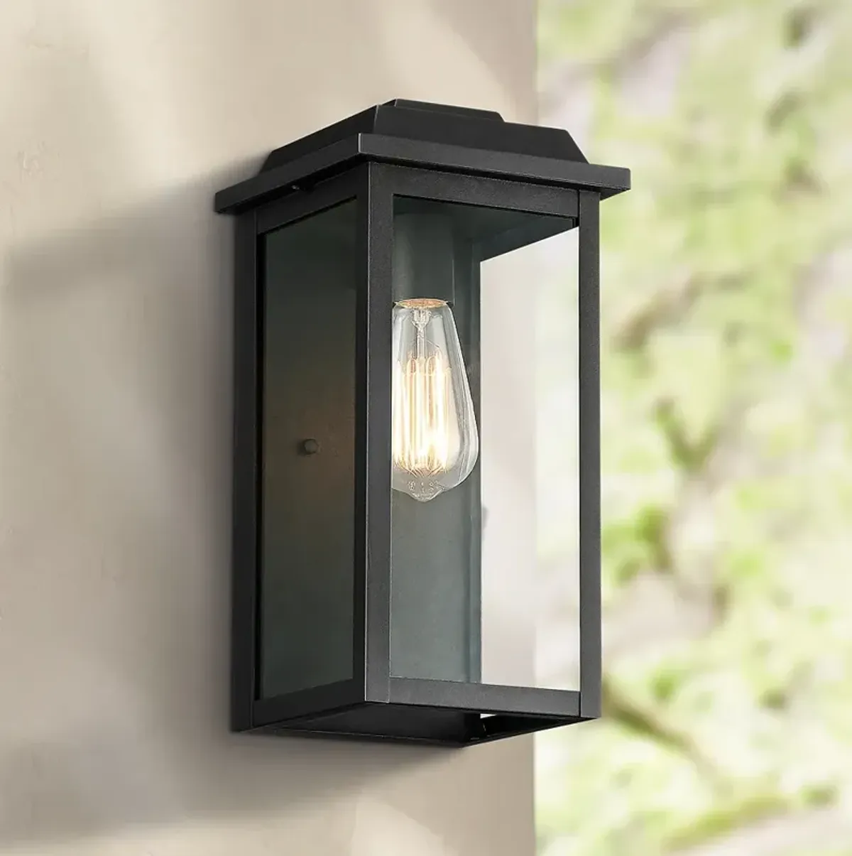 John Timberland Eastcrest 14" High Textured Black Outdoor Wall Light