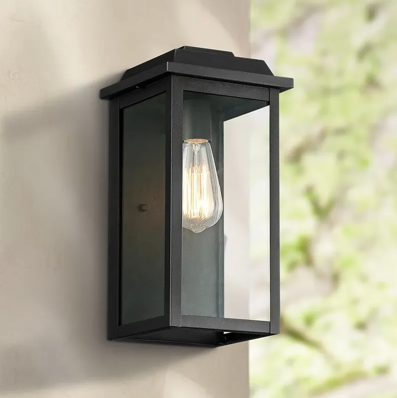 Eastcrest 14" High Textured Black Finish Steel Outdoor Wall Light