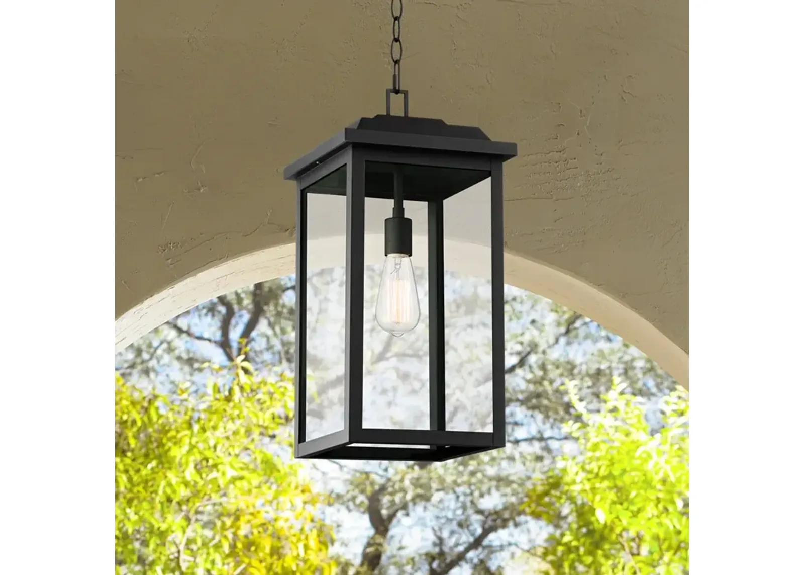 Eastcrest 21 1/2" High Textured Black Steel Outdoor Hanging Light