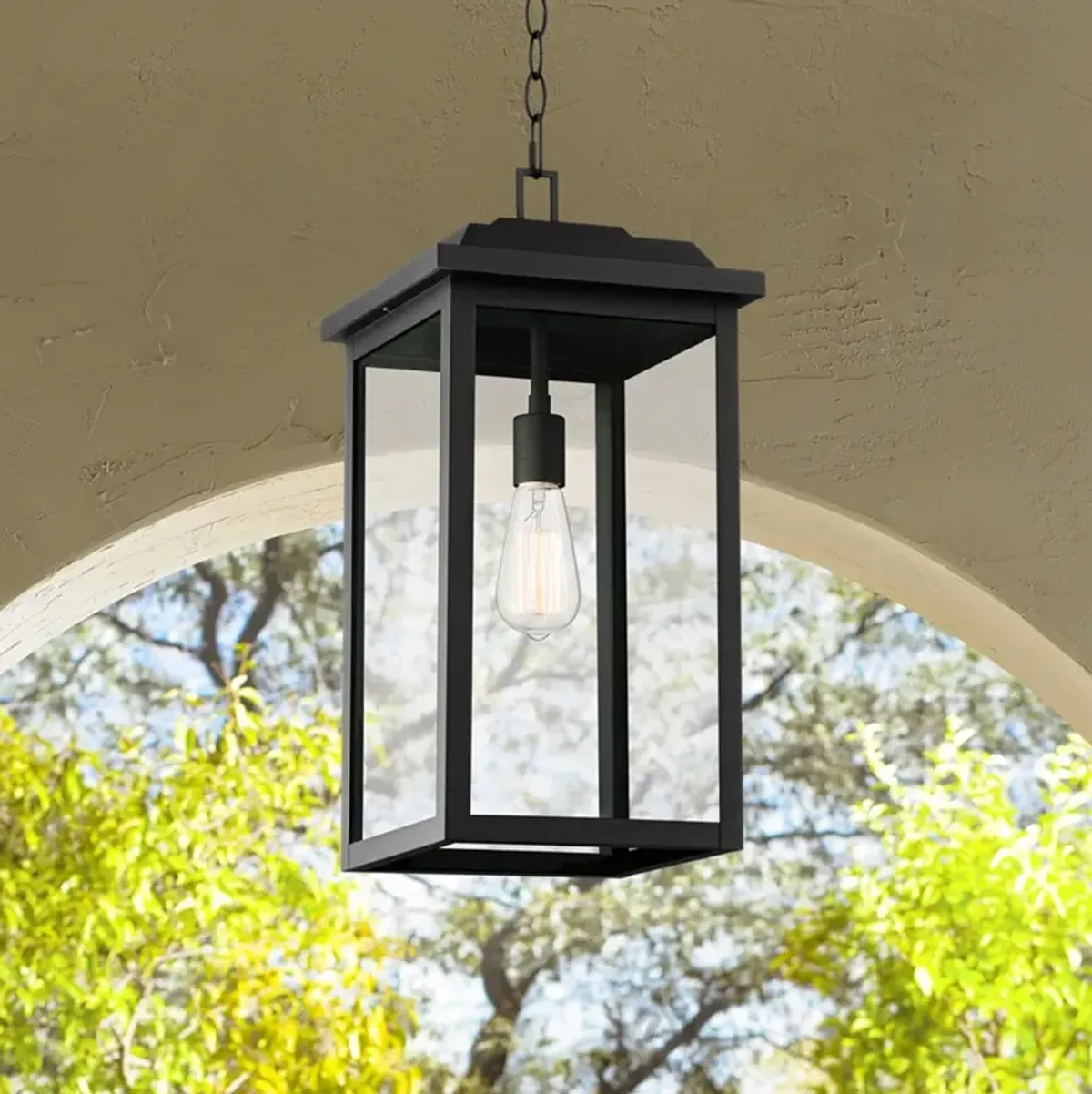 Eastcrest 21 1/2" High Textured Black Steel Outdoor Hanging Light