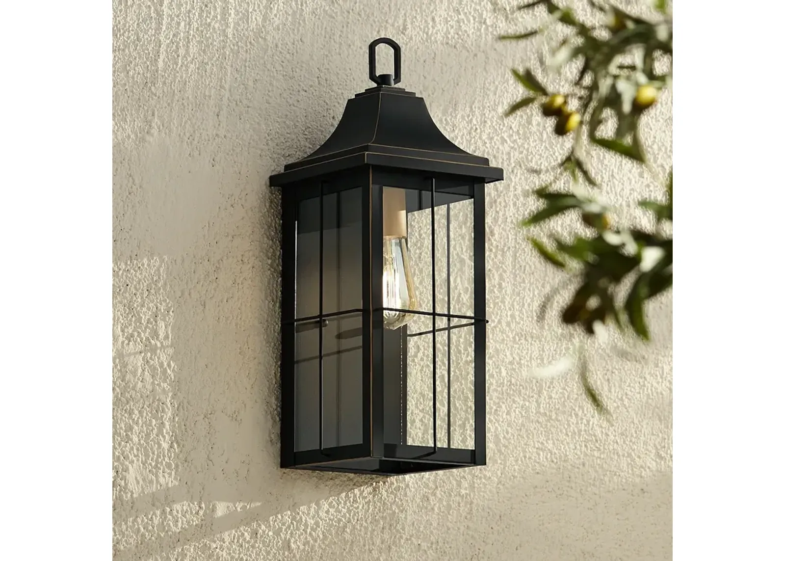 Sunderland 18 1/2" High Black Finish Steel Outdoor Wall Light Lantern