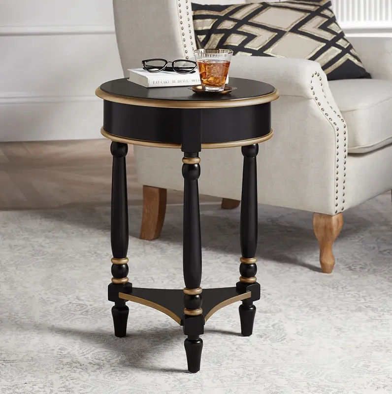 Cason 18 1/4" Wide Black and Gold Round Side Table