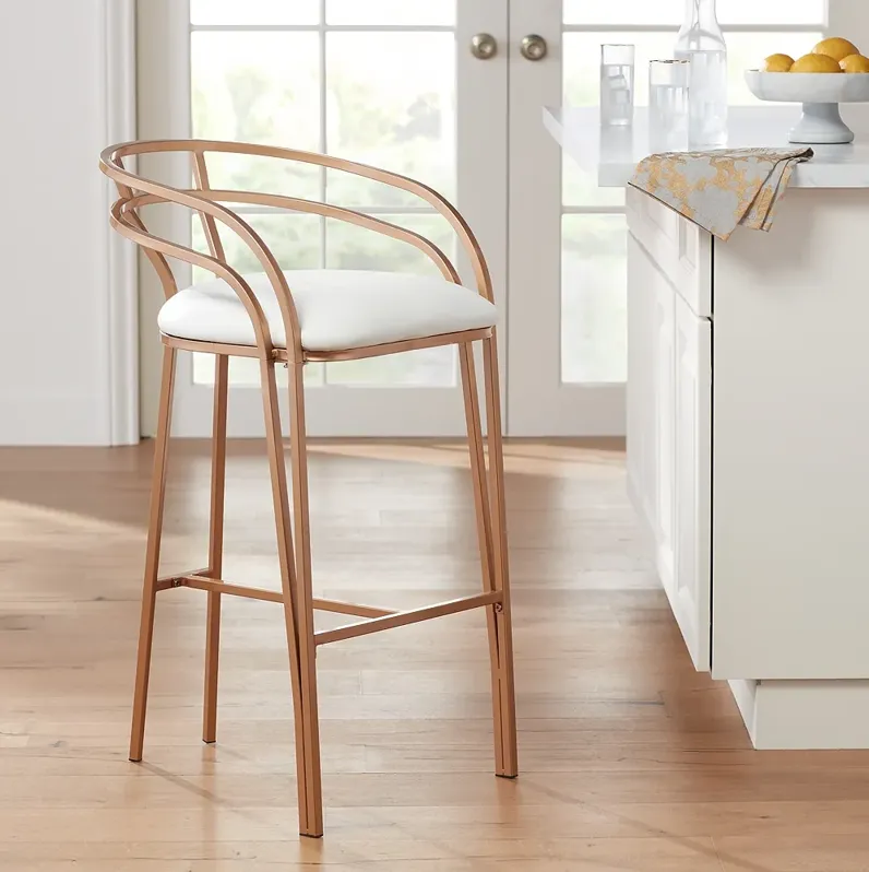 Tanner 30" Luxe Gold and White Barstool