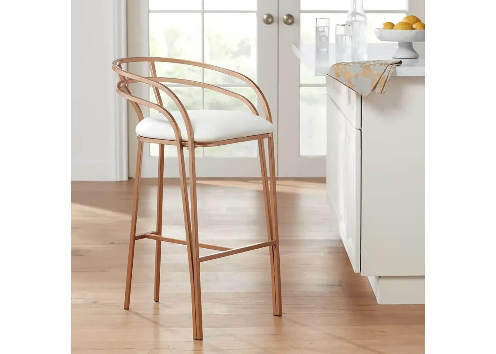 Tanner 30" Luxe Gold and White Barstool