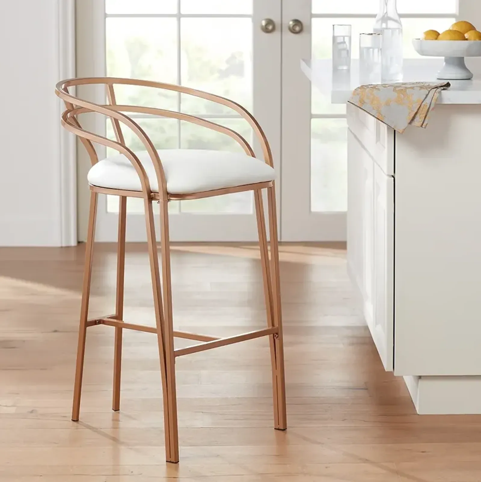 Tanner 30" Luxe Gold and White Barstool